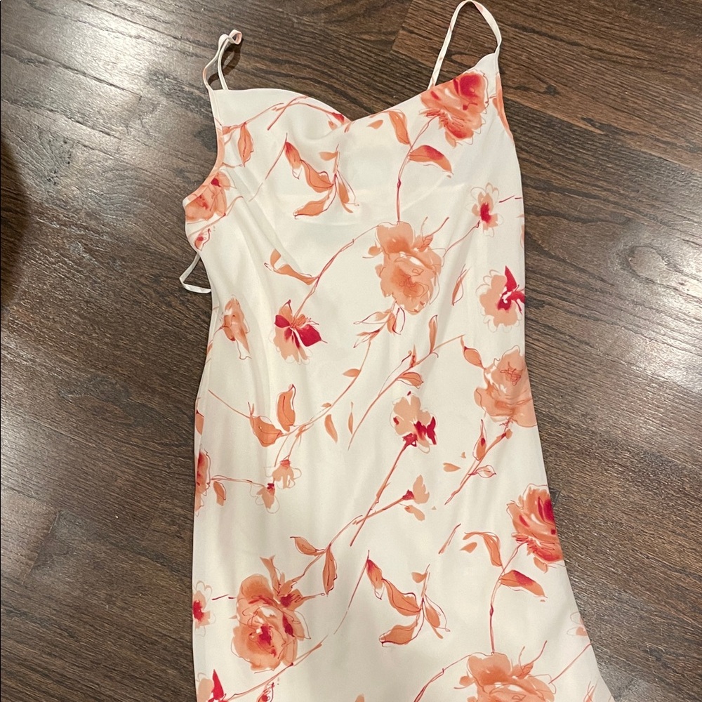 New York & Company White and Orange Floral Midi Dress